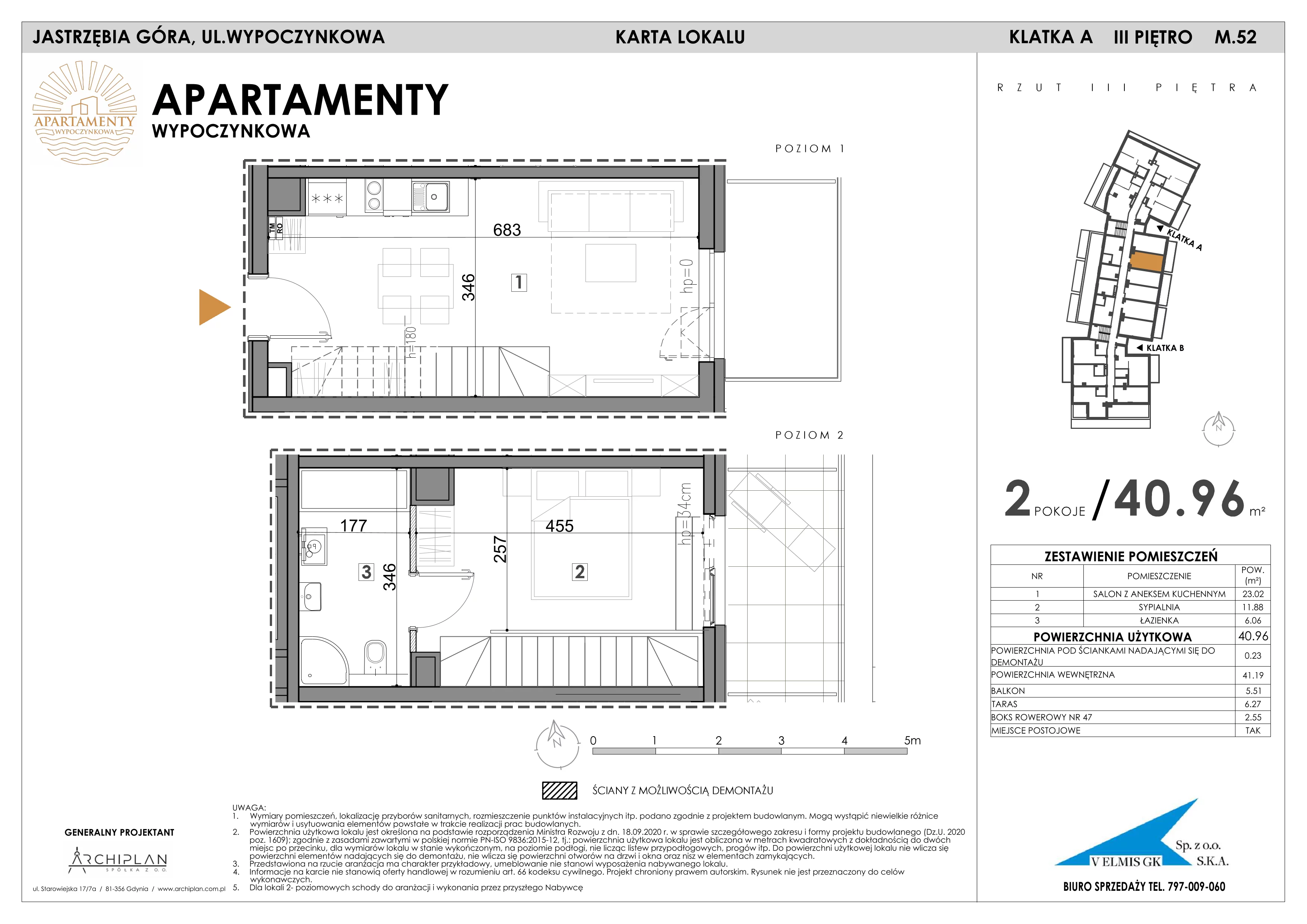 2 pokoje, apartament inwestycyjny 40,96 m², piętro 3, oferta nr MN52, Apartamenty Wypoczynkowa, Jastrzębia Góra, ul. Wypoczynkowa
