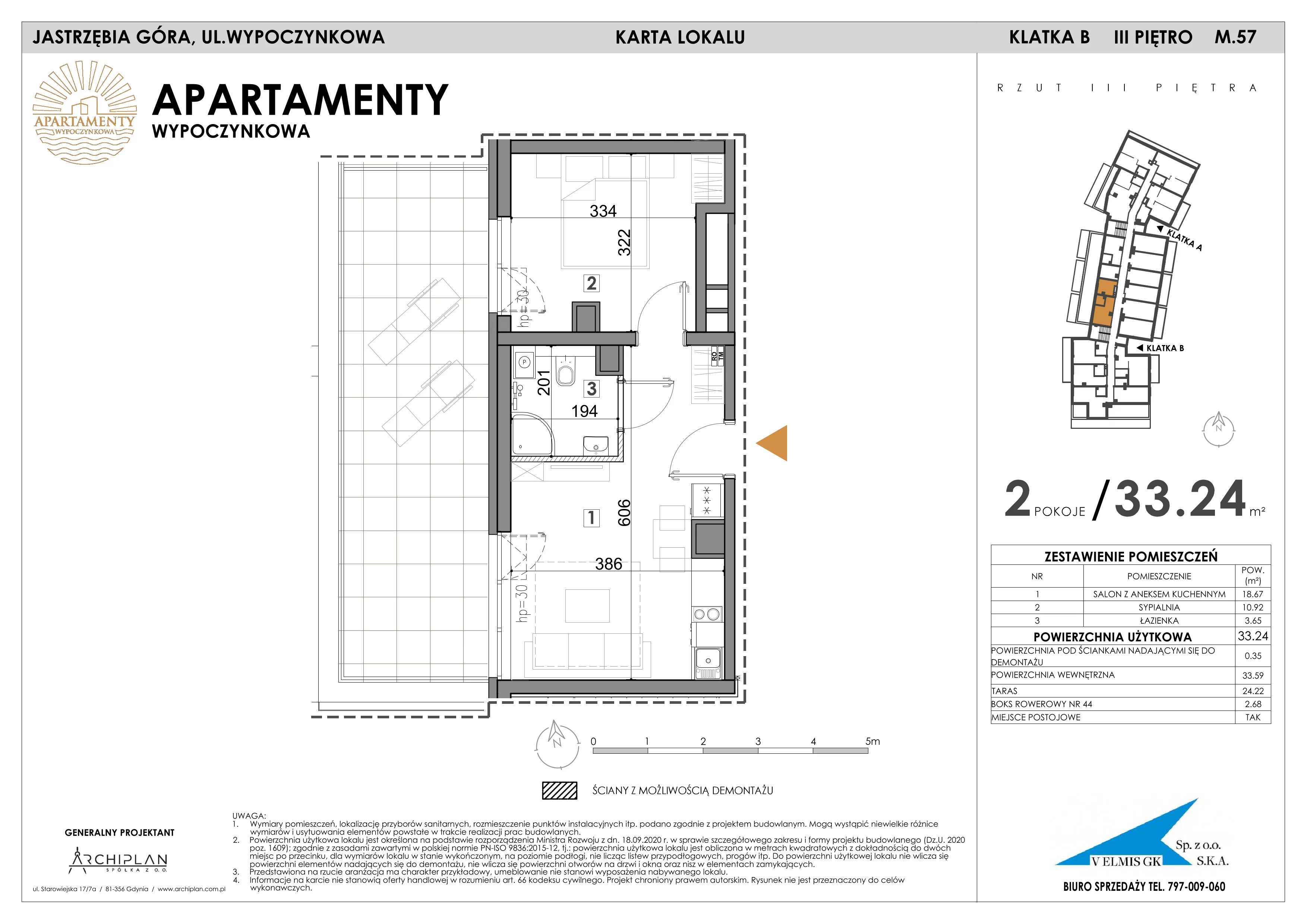 2 pokoje, apartament inwestycyjny 33,24 m², piętro 3, oferta nr MN57, Apartamenty Wypoczynkowa, Jastrzębia Góra, ul. Wypoczynkowa