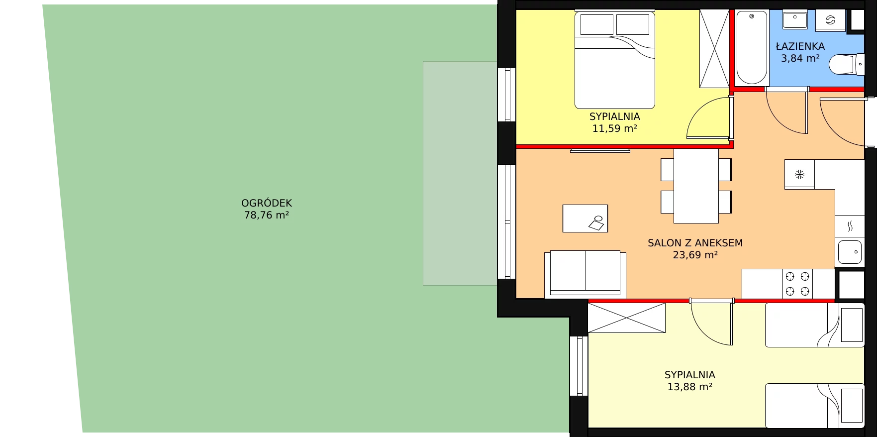 Mieszkanie 53,00 m², parter, oferta nr 1_5, Nowy Zakroczym, Zakroczym, ul. Tylna