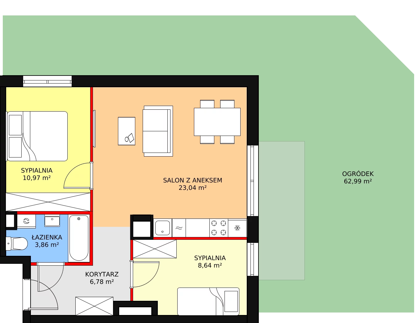 Mieszkanie 53,29 m², parter, oferta nr 1_7, Nowy Zakroczym, Zakroczym, ul. Tylna