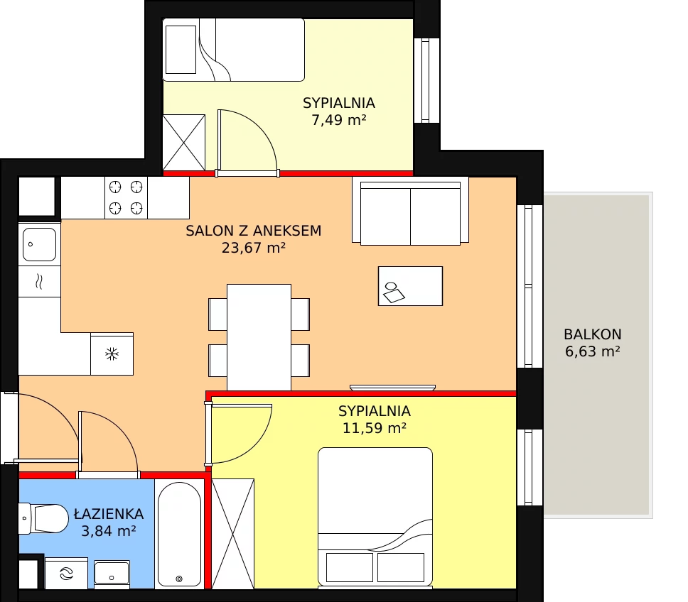 Mieszkanie 46,59 m², piętro 1, oferta nr 1_8, Nowy Zakroczym, Zakroczym, ul. Tylna