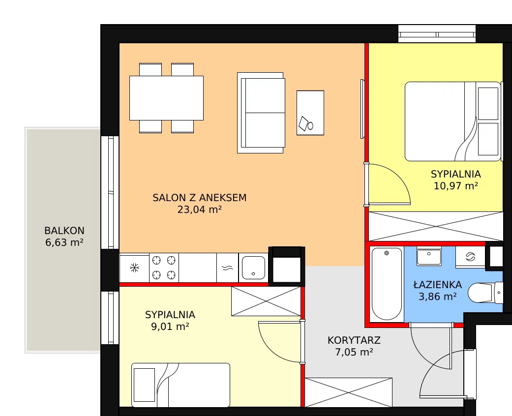 Mieszkanie 53,93 m², piętro 1, oferta nr 1_13, Nowy Zakroczym, Zakroczym, ul. Tylna