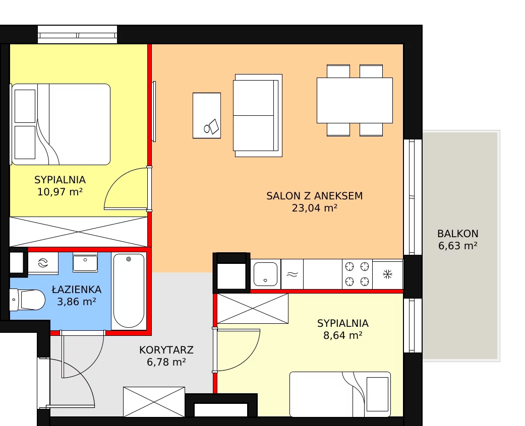 Mieszkanie 53,29 m², piętro 1, oferta nr 1_14, Nowy Zakroczym, Zakroczym, ul. Tylna