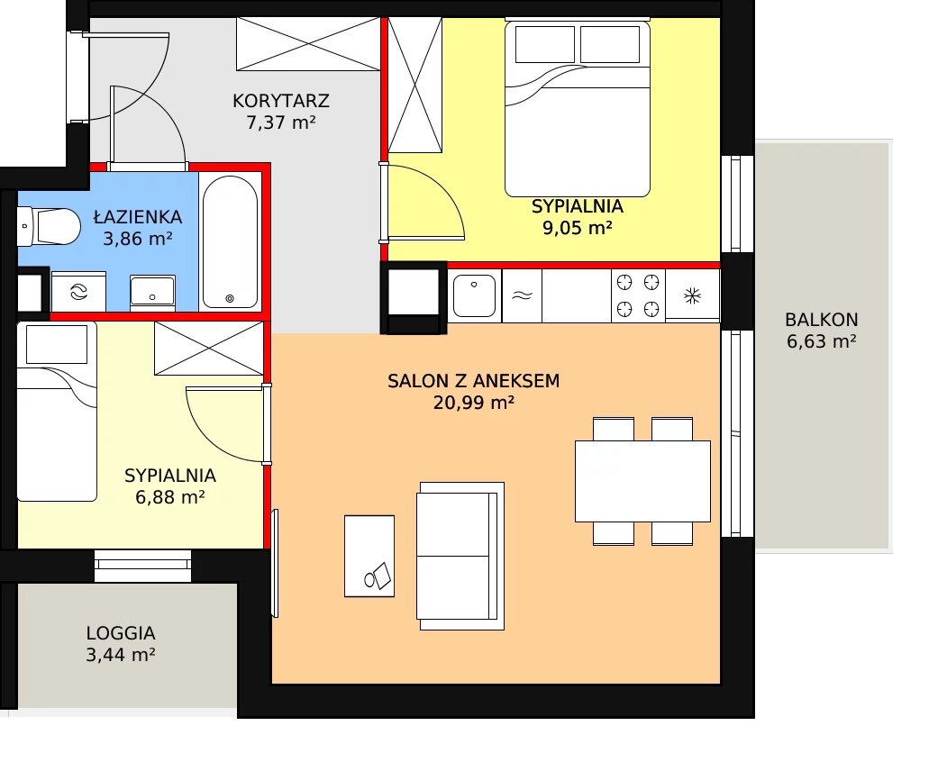 Mieszkanie 48,15 m², piętro 3, oferta nr 1_25, Nowy Zakroczym, Zakroczym, ul. Tylna