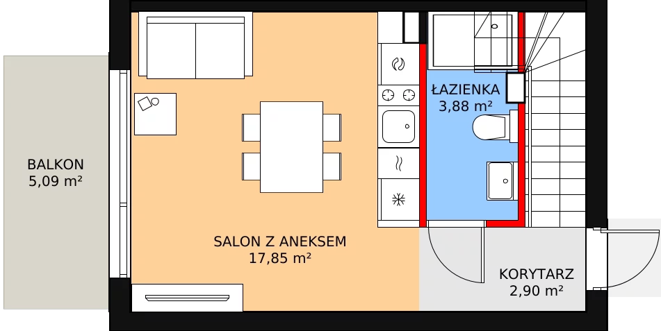 Apartament 51,89 m², piętro 1, oferta nr C/2, Słoneczna Karwia, Karwia, ul. Relaksowa