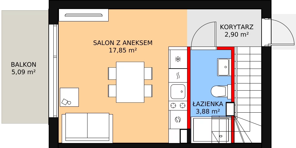 Apartament 51,89 m², piętro 1, oferta nr H/2, Słoneczna Karwia, Karwia, ul. Relaksowa