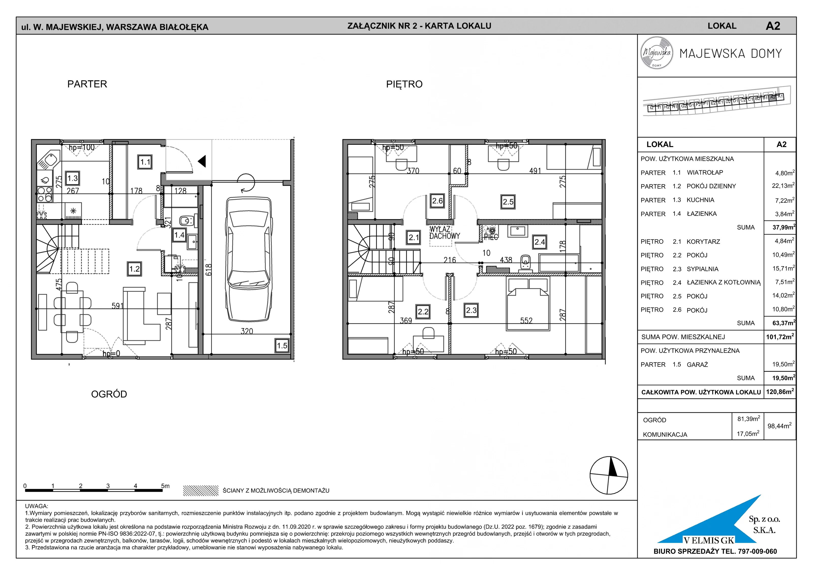 Dom 120,86 m², oferta nr A2, Majewska Domy, Warszawa, Białołęka, Brzeziny, ul. Włady Majewskiej