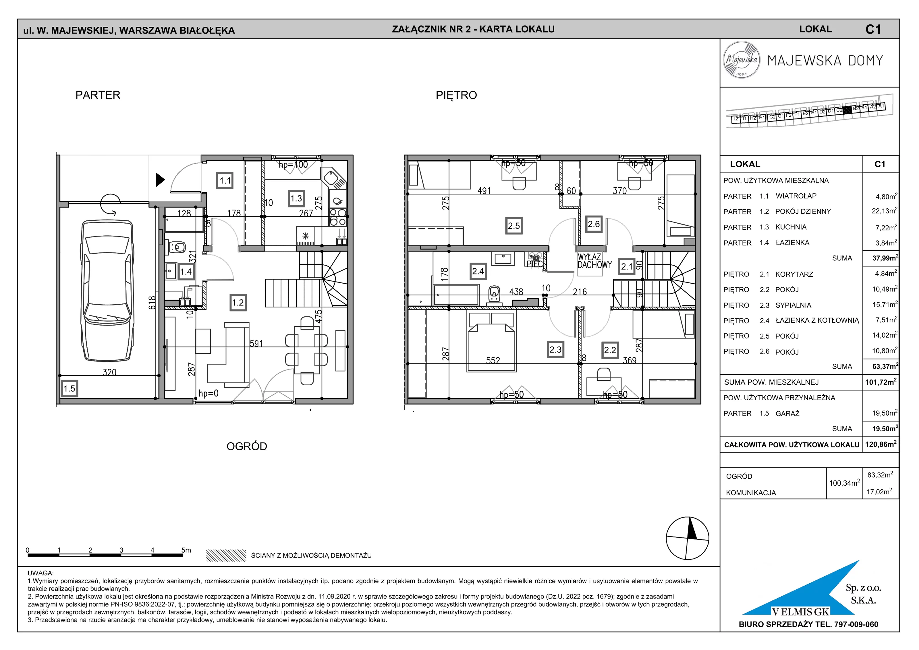 Dom 120,86 m², oferta nr C1, Majewska Domy, Warszawa, Białołęka, Brzeziny, ul. Włady Majewskiej
