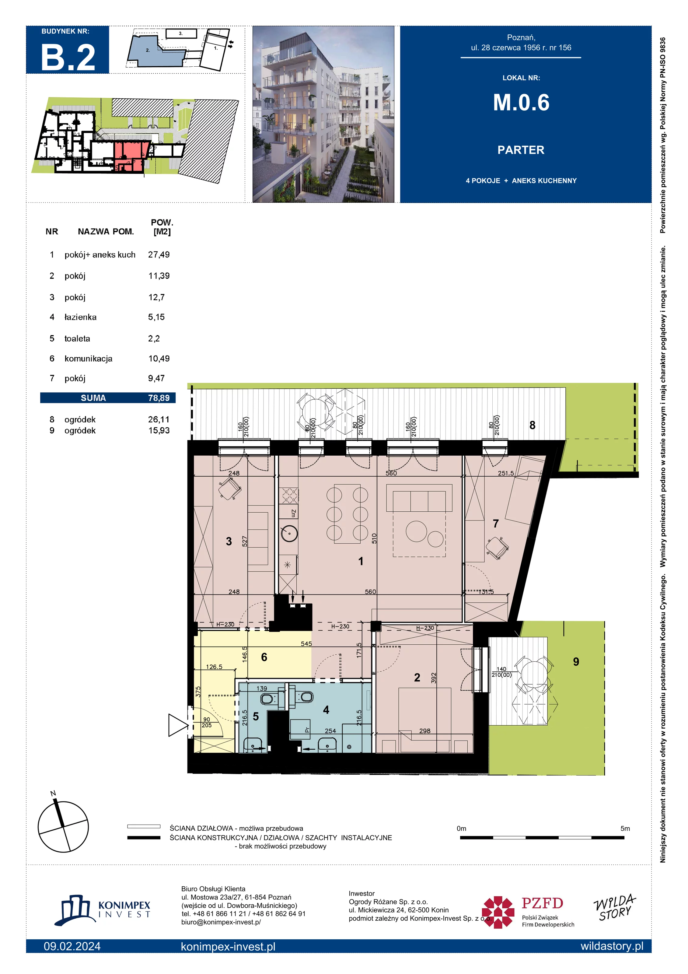 Mieszkanie 78,89 m², parter, oferta nr B2/M/0/6, Wilda Story, Poznań, Wilda, Wilda, ul. 28 Czerwca 1956 r. 156-idx