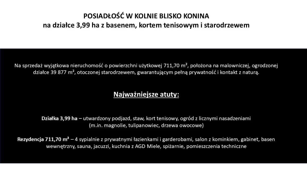 Dom 711,70 m², oferta nr 1, Posiadłość w Kolnie blisko Konina, Kolno