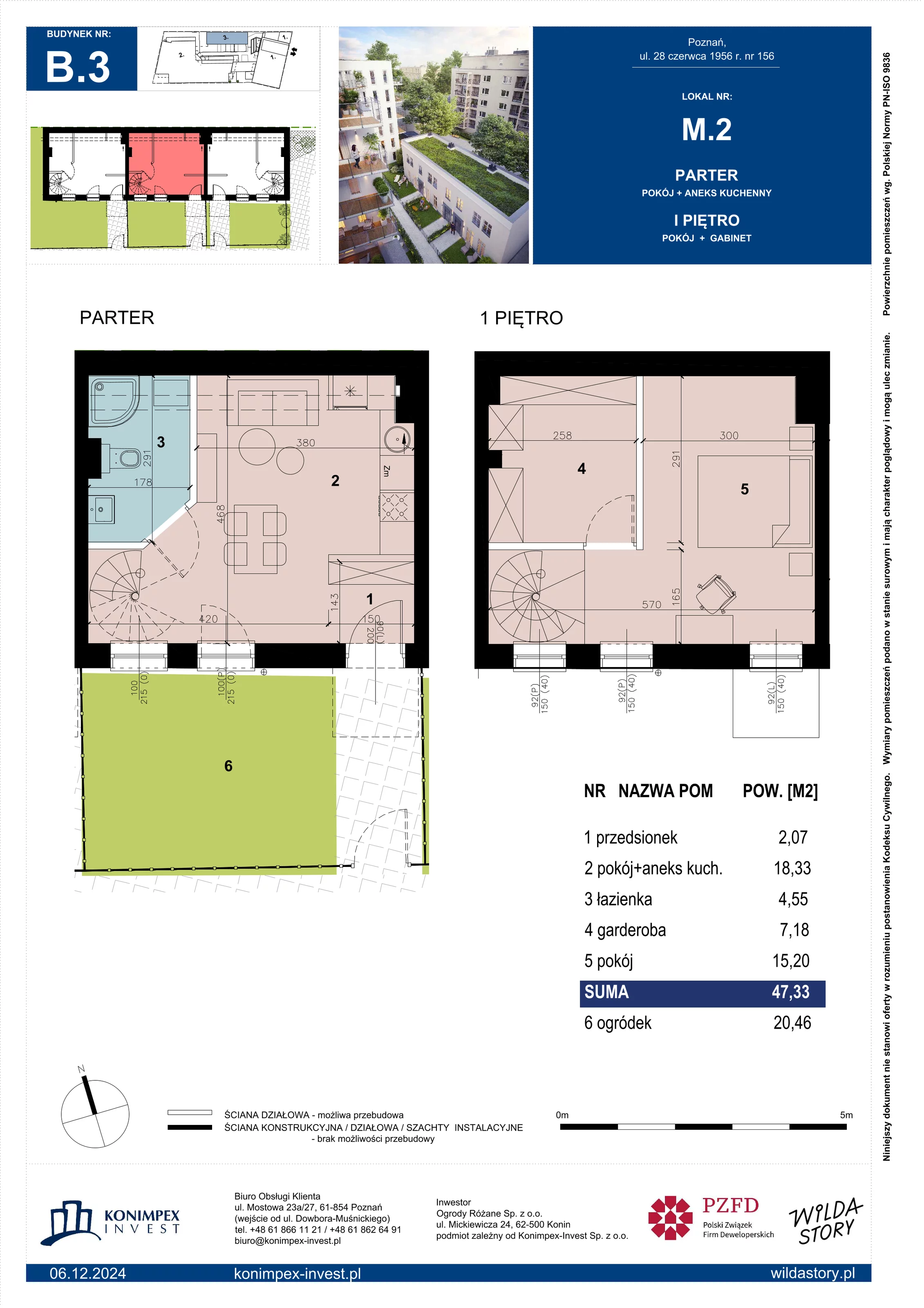 3 pokoje, mieszkanie 47,33 m², parter, oferta nr B3/M/2, Wilda Story, Poznań, Wilda, Wilda, ul. 28 Czerwca 1956 r. 156