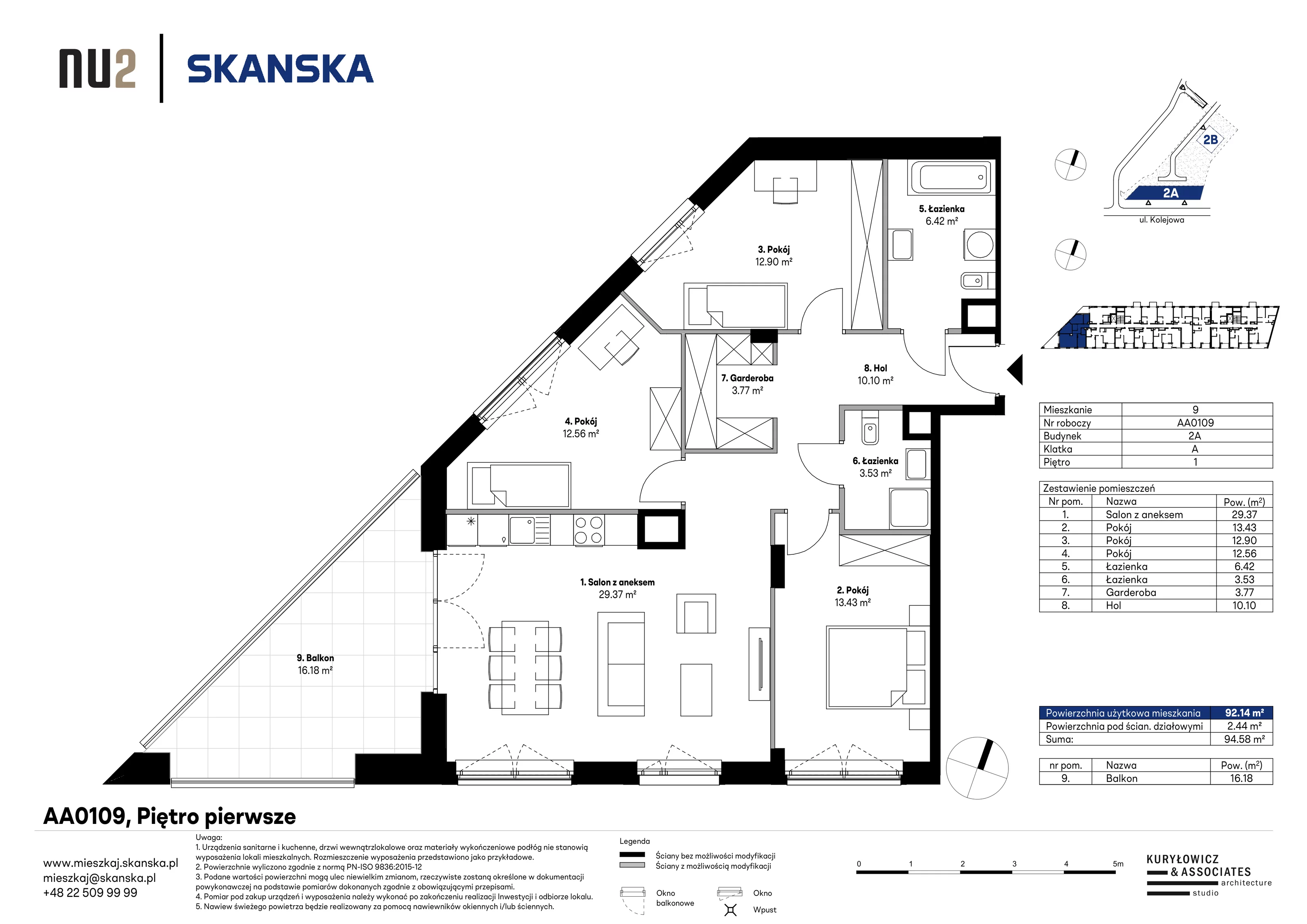 4 pokoje, mieszkanie 92,14 m², piętro 1, oferta nr AA0109, NU Warszawa Wola, Warszawa, Wola, Czyste, ul. Kolejowa