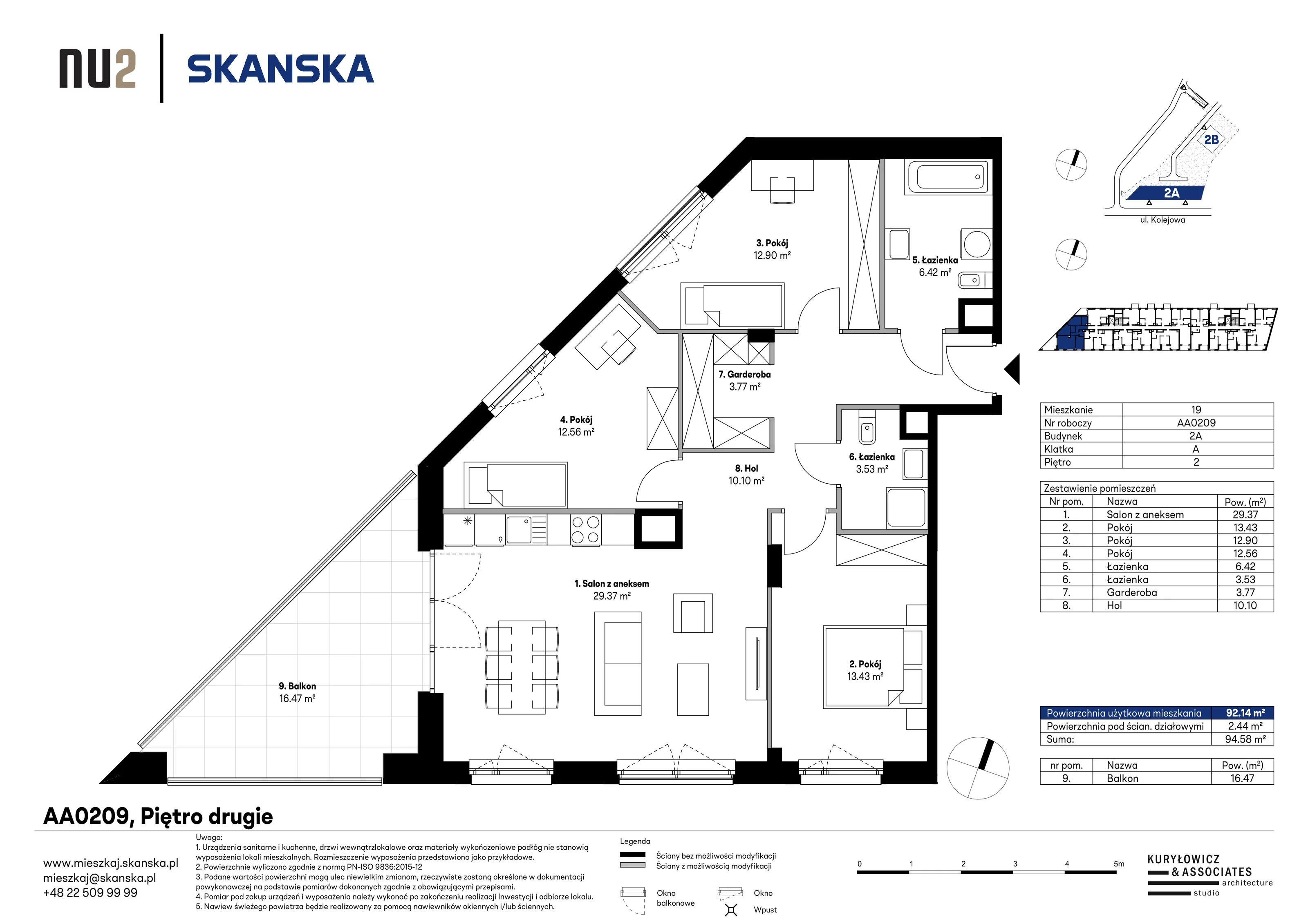 4 pokoje, mieszkanie 92,06 m², piętro 2, oferta nr AA0209, NU Warszawa Wola, Warszawa, Wola, Czyste, ul. Kolejowa