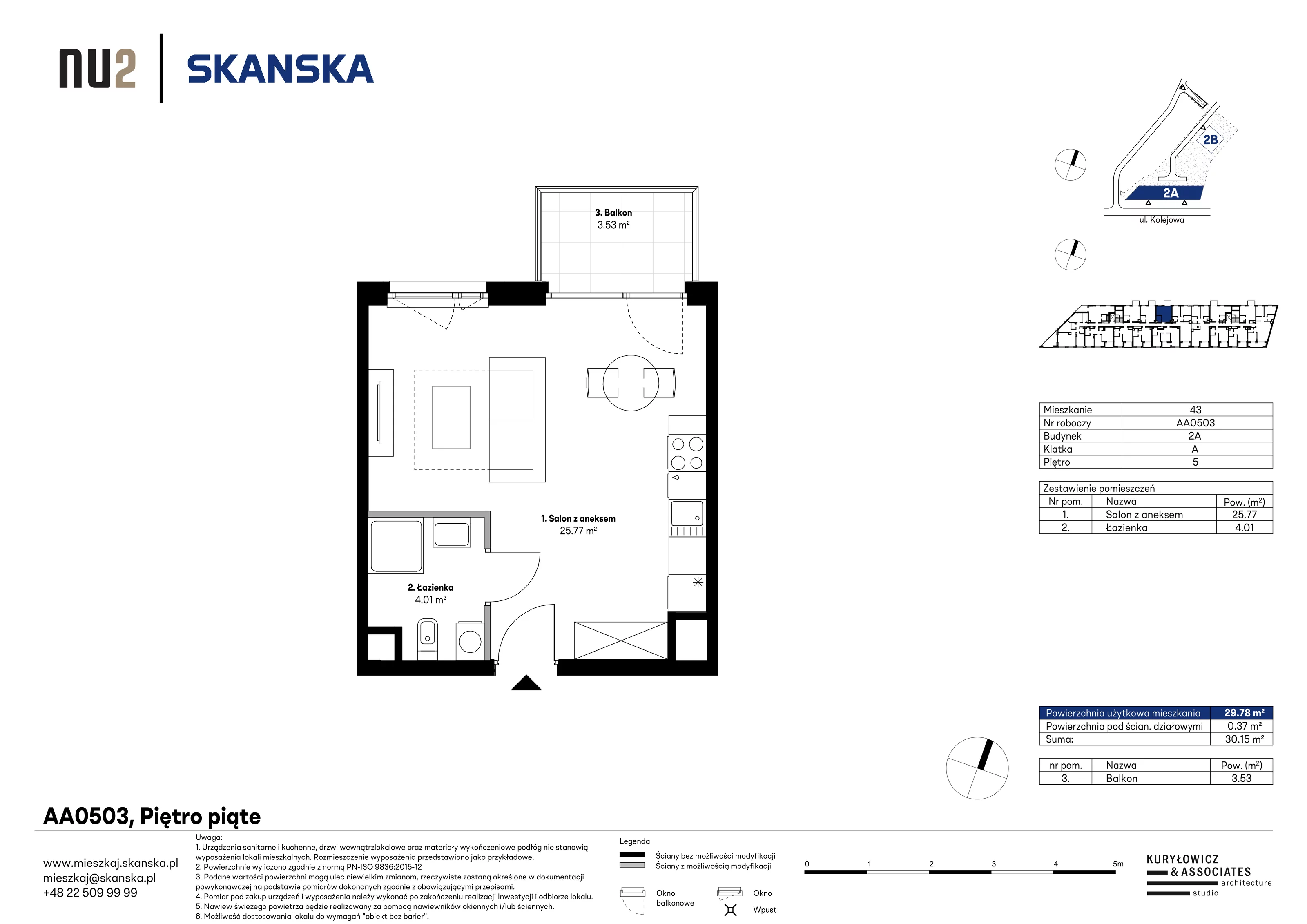 Mieszkanie 29,78 m², piętro 5, oferta nr AA0503, NU Warszawa Wola, Warszawa, Wola, Czyste, ul. Kolejowa