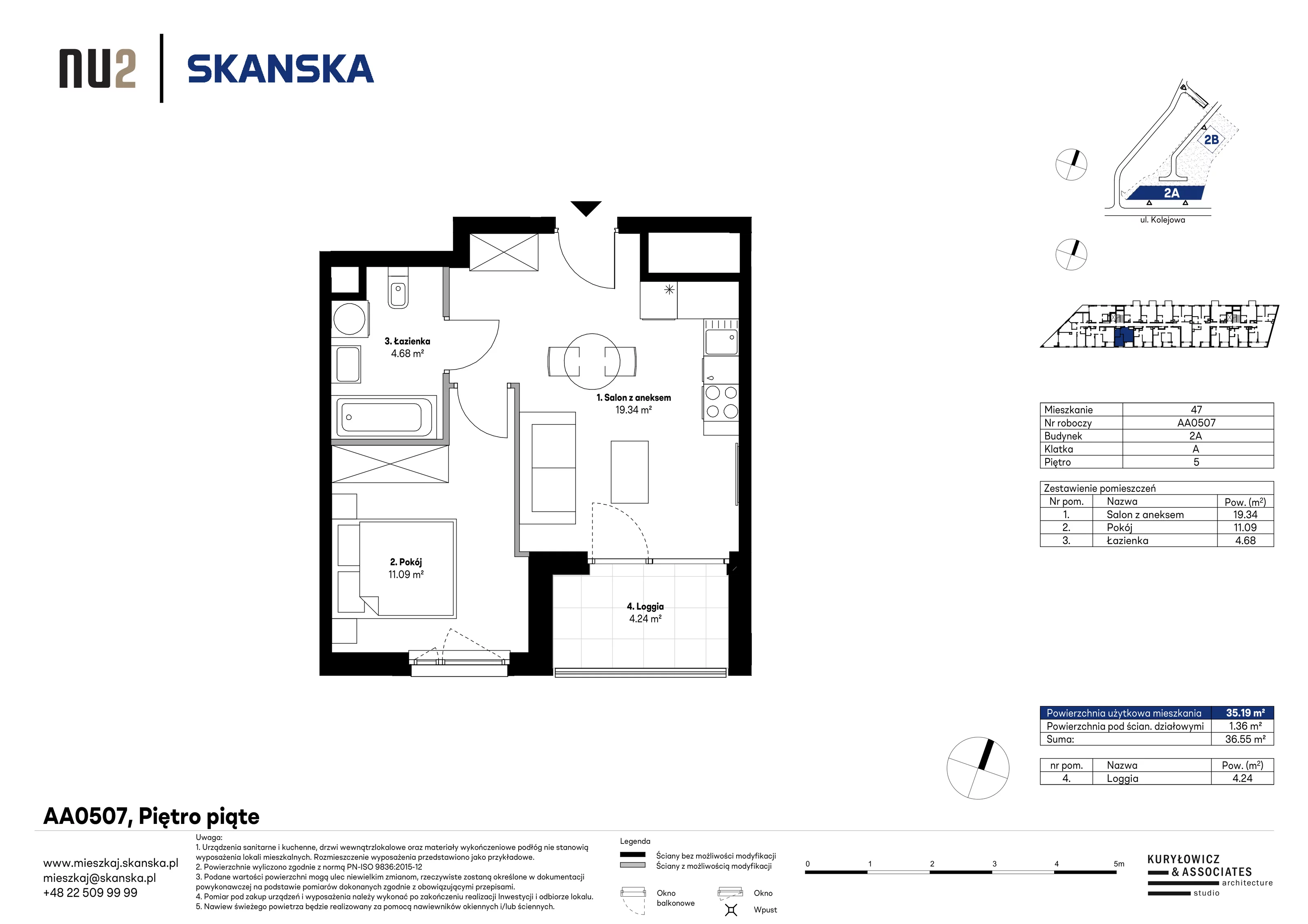 Mieszkanie 35,19 m², piętro 5, oferta nr AA0507, NU Warszawa Wola, Warszawa, Wola, Czyste, ul. Kolejowa