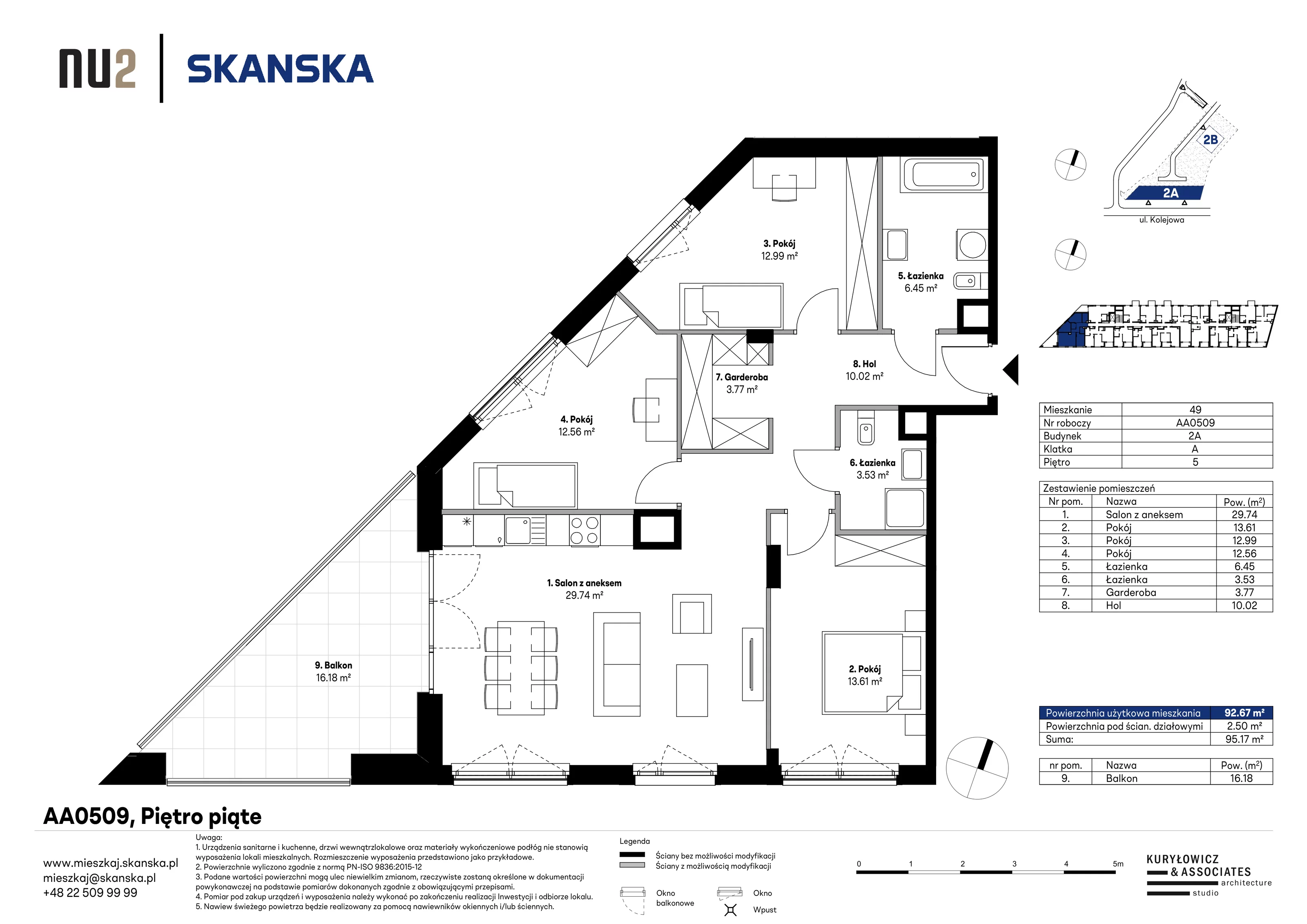 Mieszkanie 92,63 m², piętro 5, oferta nr AA0509, NU Warszawa Wola, Warszawa, Wola, Czyste, ul. Kolejowa