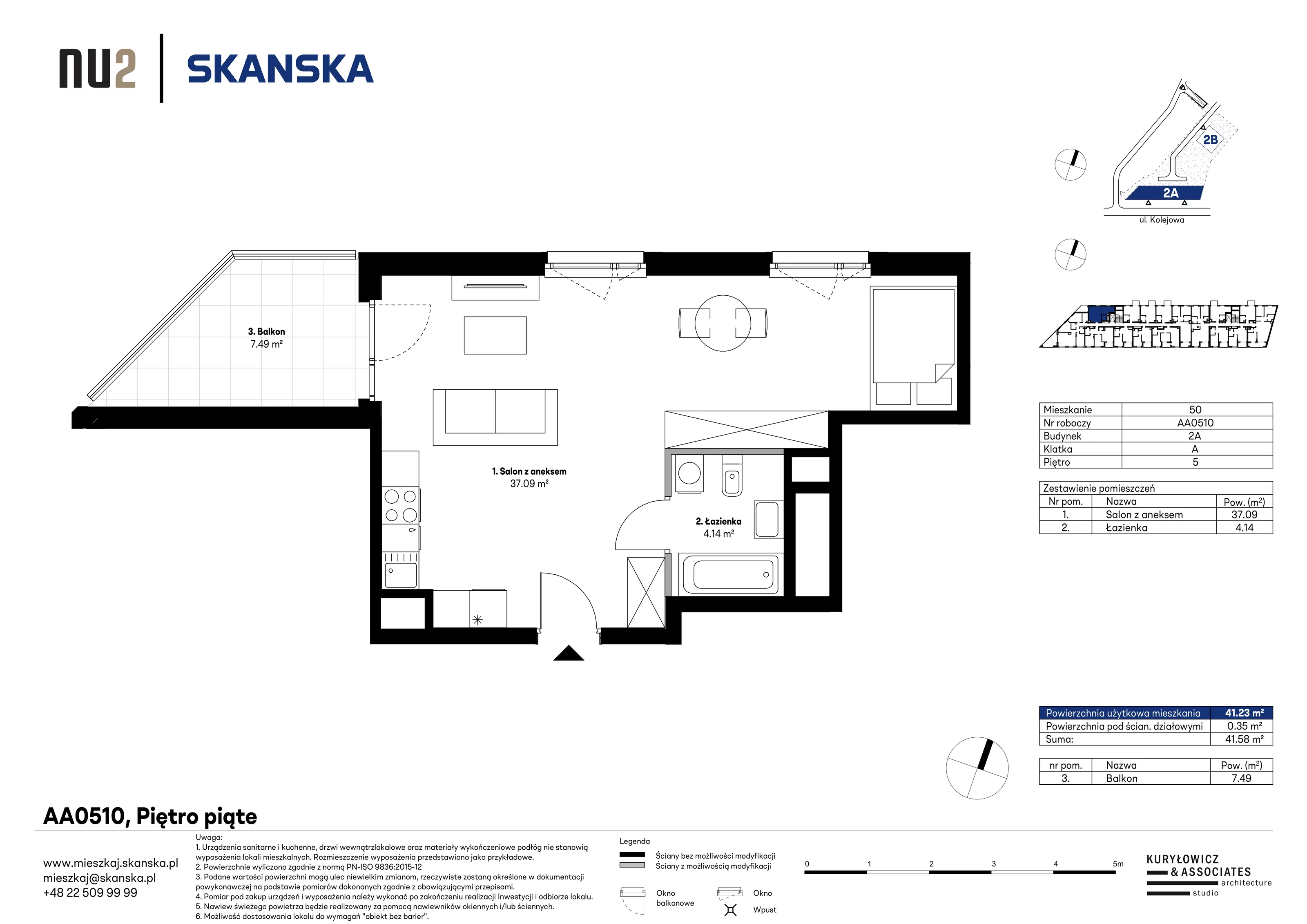 Mieszkanie 41,23 m², piętro 5, oferta nr AA0510, NU Warszawa Wola, Warszawa, Wola, Czyste, ul. Kolejowa