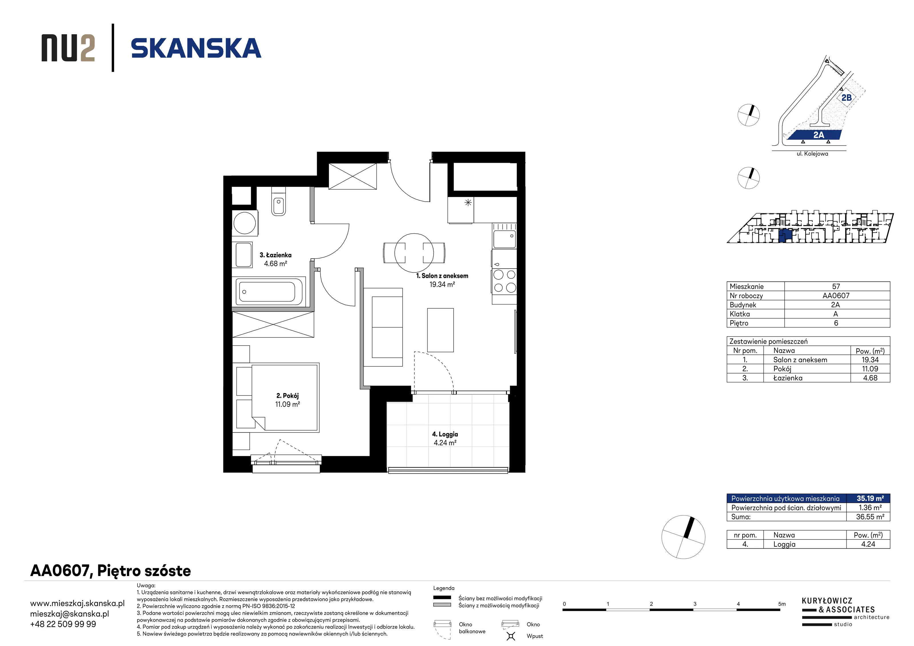 Mieszkanie 35,19 m², piętro 6, oferta nr AA0607, NU Warszawa Wola, Warszawa, Wola, Czyste, ul. Kolejowa