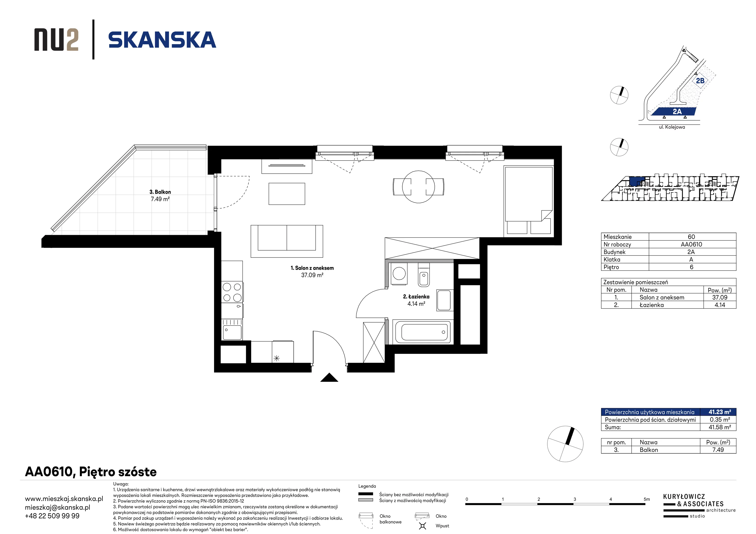 Mieszkanie 41,23 m², piętro 6, oferta nr AA0610, NU Warszawa Wola, Warszawa, Wola, Czyste, ul. Kolejowa