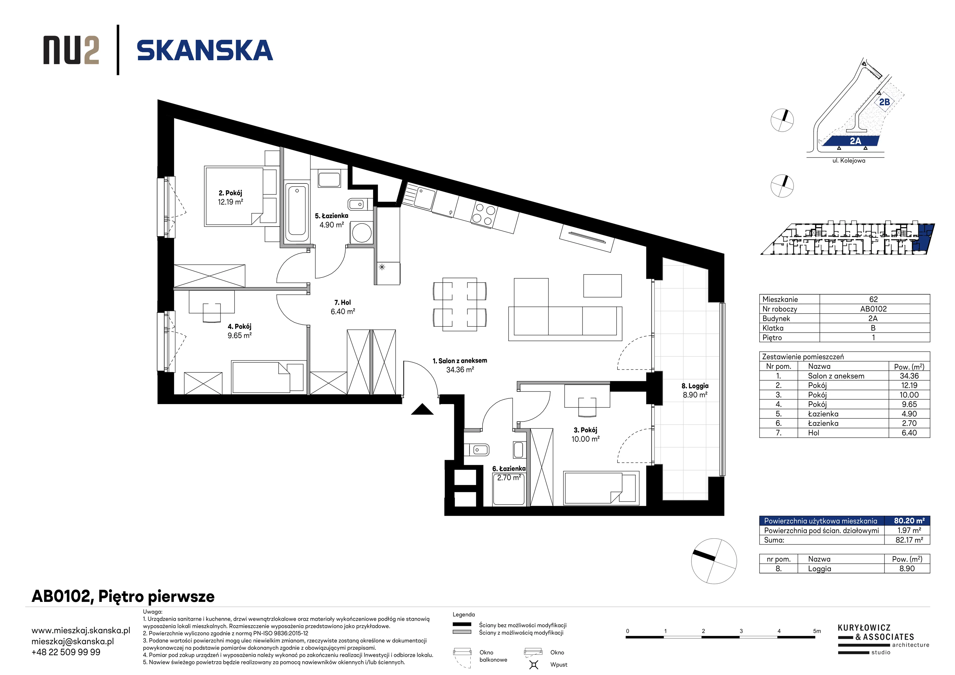 Mieszkanie 80,18 m², piętro 1, oferta nr AB0102, NU Warszawa Wola, Warszawa, Wola, Czyste, ul. Kolejowa