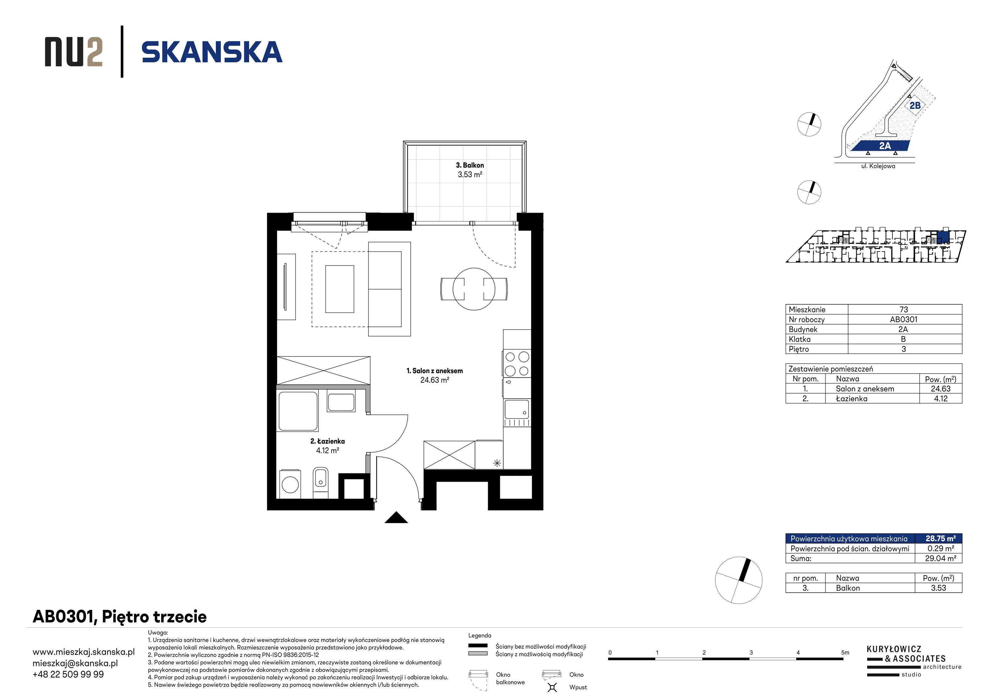 Mieszkanie 28,75 m², piętro 3, oferta nr AB0301, NU Warszawa Wola, Warszawa, Wola, Czyste, ul. Kolejowa
