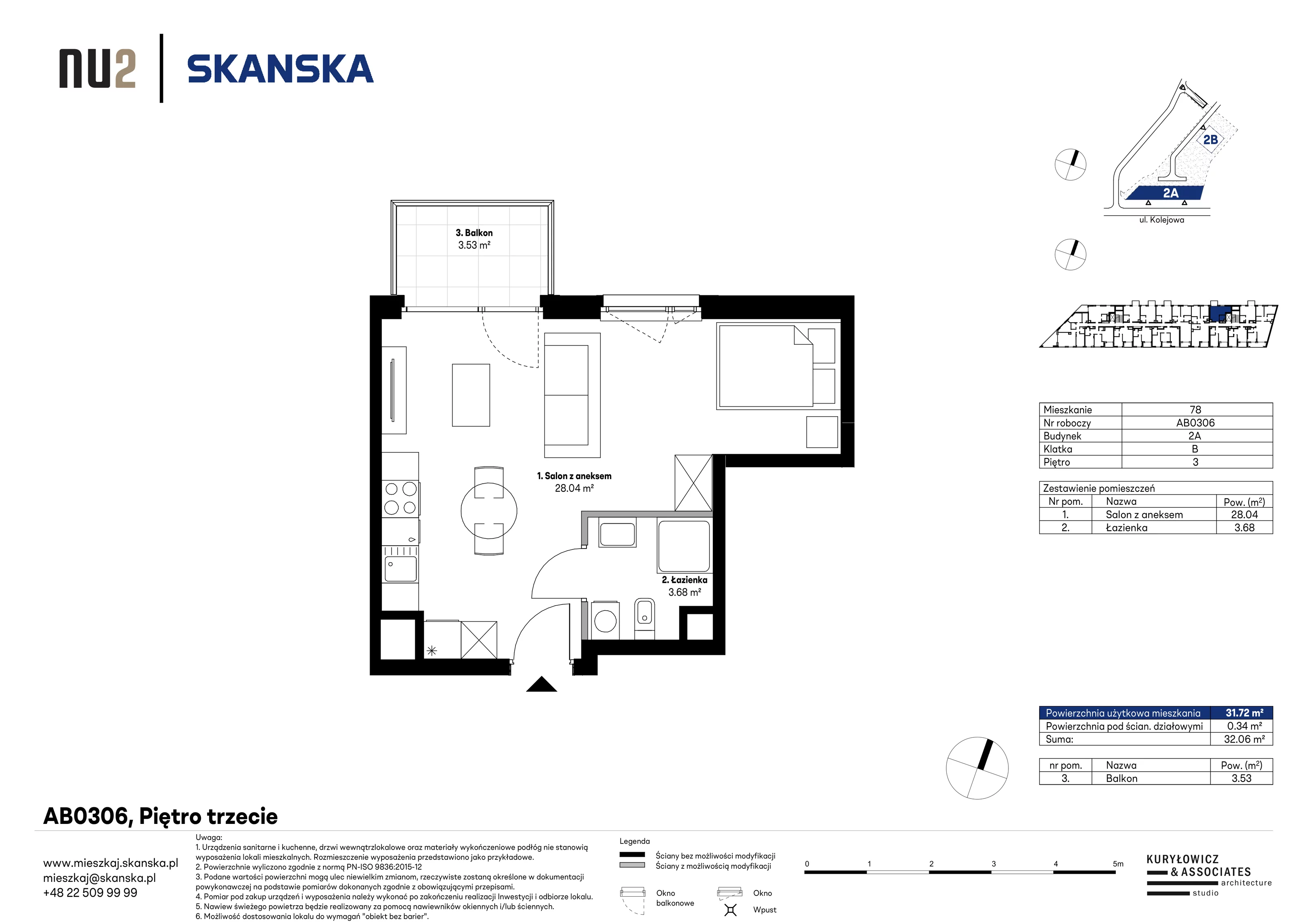 Mieszkanie 31,72 m², piętro 3, oferta nr AB0306, NU Warszawa Wola, Warszawa, Wola, Czyste, ul. Kolejowa