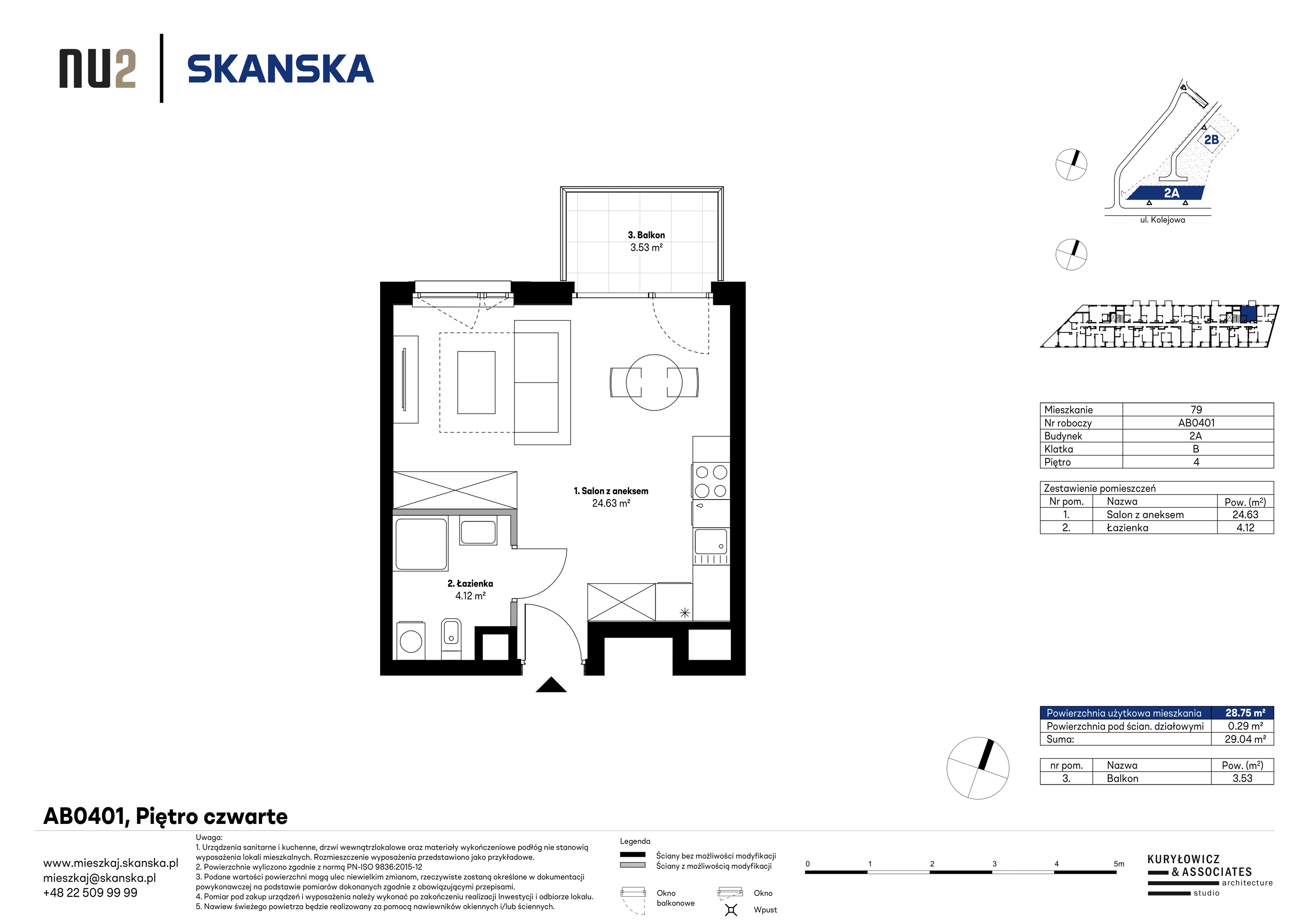 Mieszkanie 28,75 m², piętro 4, oferta nr AB0401, NU Warszawa Wola, Warszawa, Wola, Czyste, ul. Kolejowa