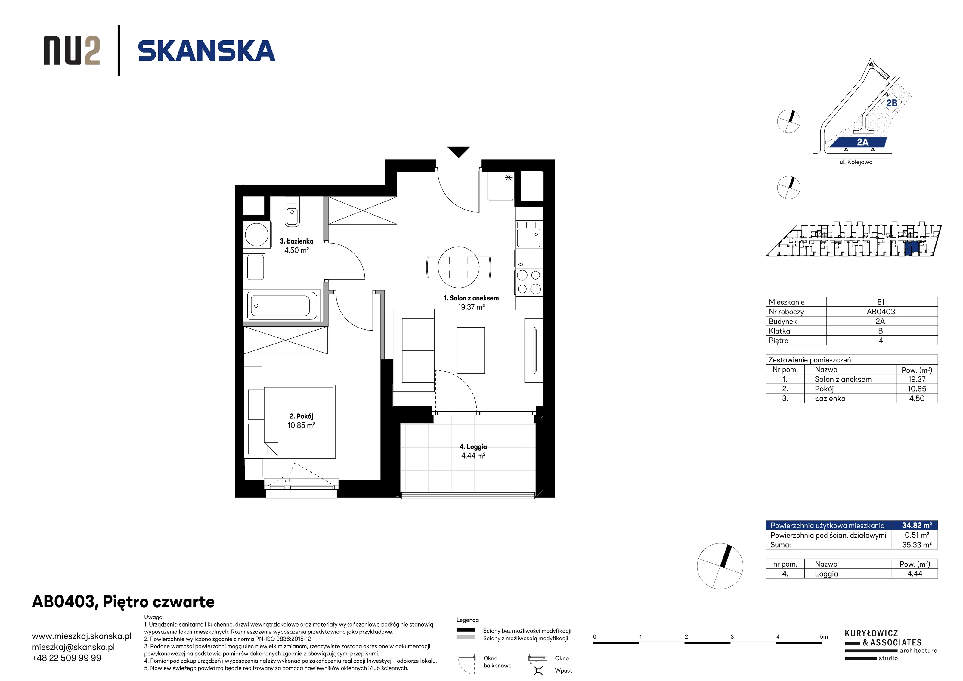 Mieszkanie 34,82 m², piętro 4, oferta nr AB0403, NU Warszawa Wola, Warszawa, Wola, Czyste, ul. Kolejowa