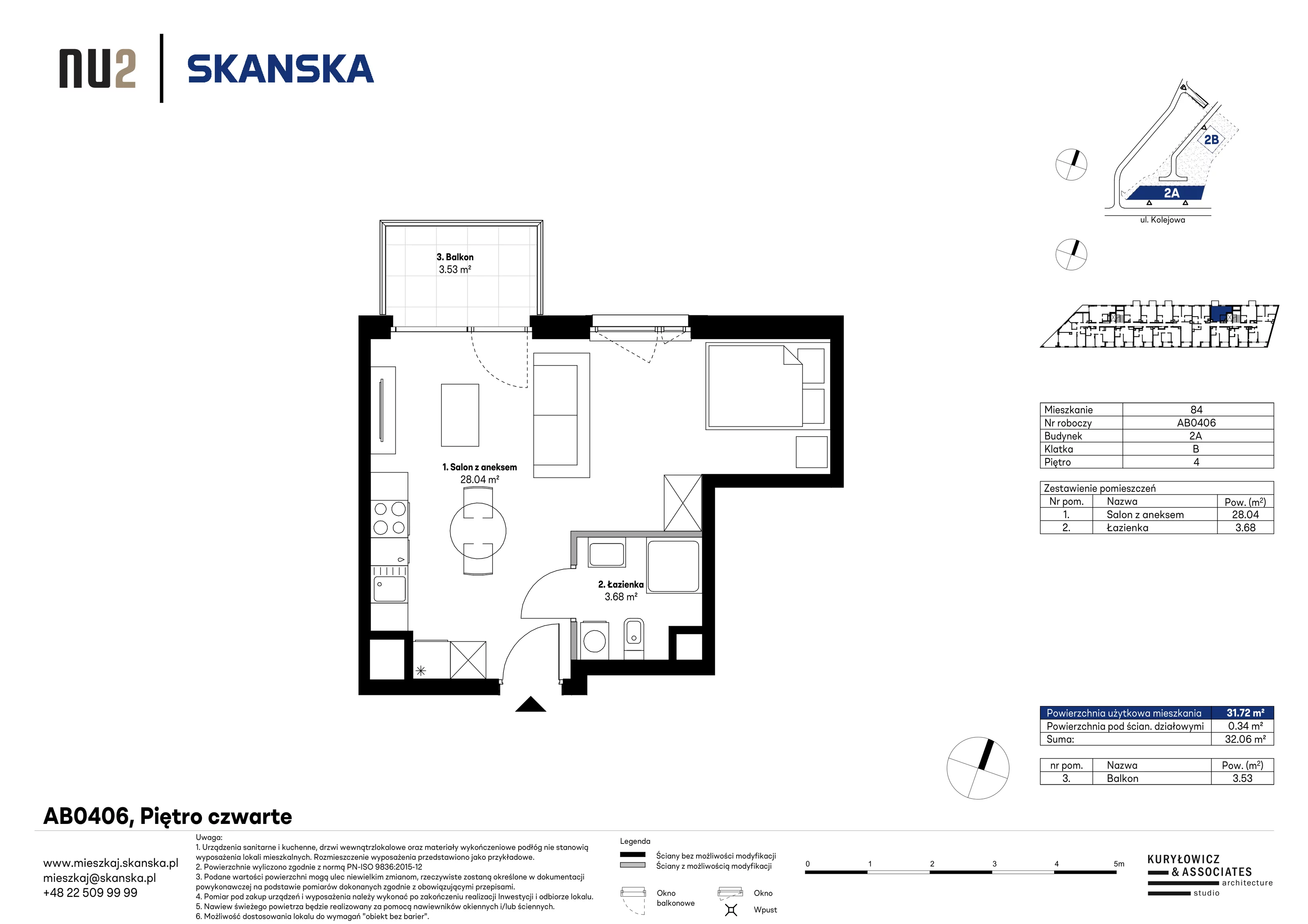 Mieszkanie 31,72 m², piętro 4, oferta nr AB0406, NU Warszawa Wola, Warszawa, Wola, Czyste, ul. Kolejowa