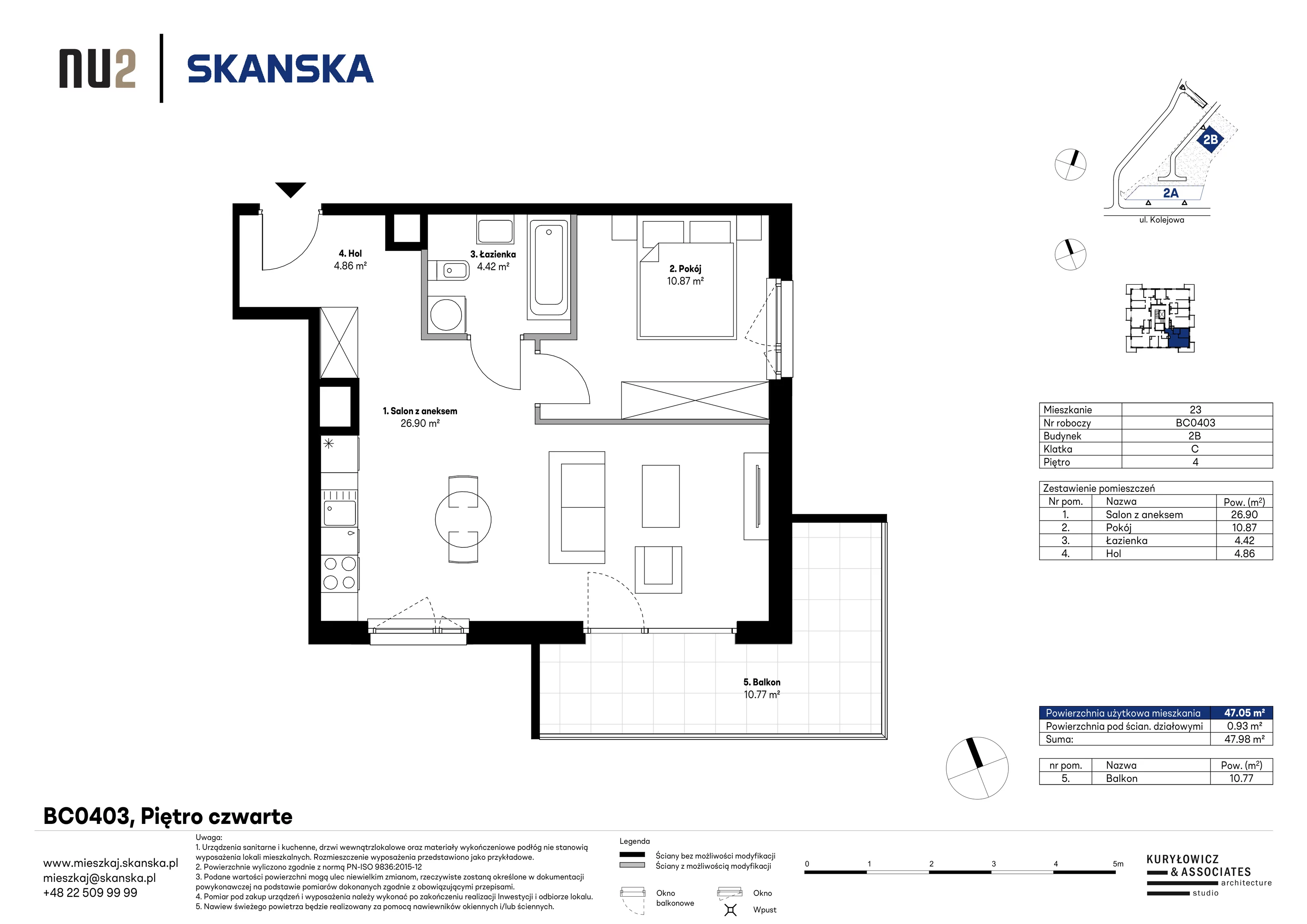 Mieszkanie 47,05 m², piętro 4, oferta nr BC0403, NU Warszawa Wola, Warszawa, Wola, Czyste, ul. Kolejowa