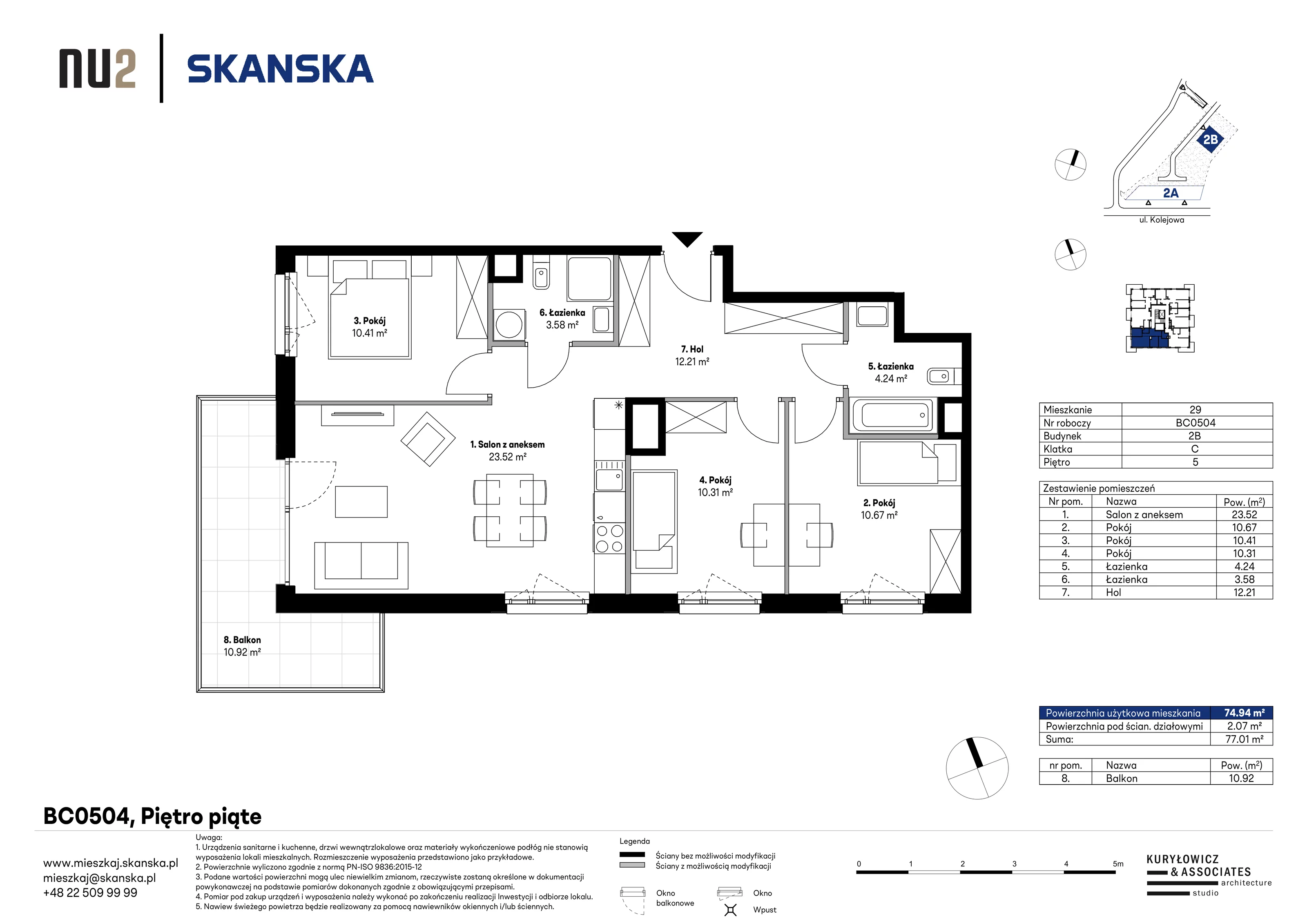 Mieszkanie 74,94 m², piętro 5, oferta nr BC0504, NU Warszawa Wola, Warszawa, Wola, Czyste, ul. Kolejowa