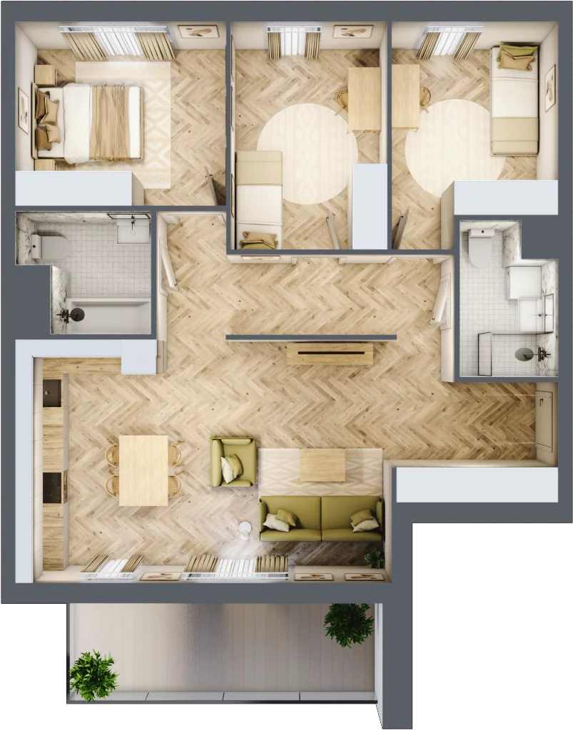 4 pokoje, mieszkanie 83,95 m², piętro 3, oferta nr HB0301, Holm House, Warszawa, Mokotów, Ksawerów, ul. Zdziechowskiego