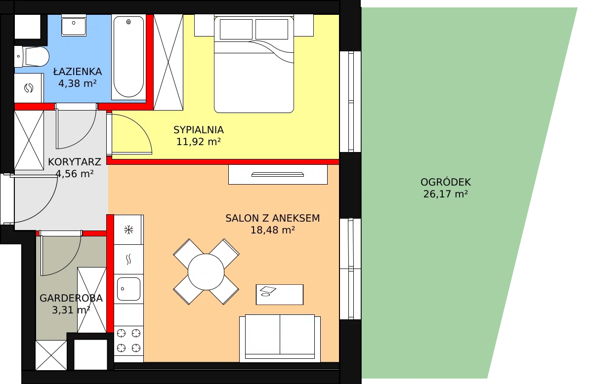 2 pokoje, mieszkanie 42,65 m², parter, oferta nr HA0005, Park Skandynawia V, Warszawa, Praga Południe, Gocław, ul. Precyzyjna