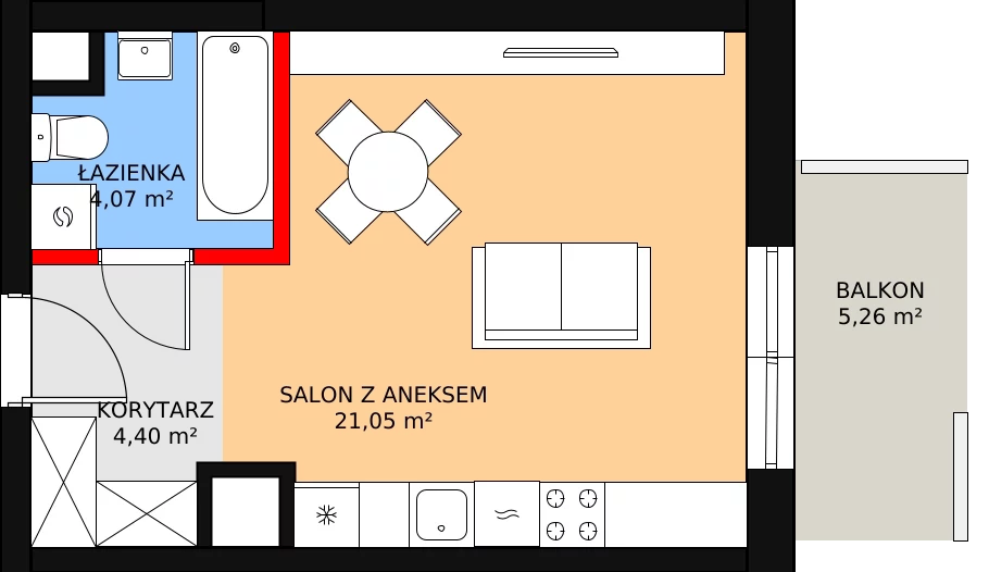 1 pokój, mieszkanie 29,52 m², piętro 1, oferta nr HA0106, Park Skandynawia V, Warszawa, Praga Południe, Gocław, ul. Precyzyjna