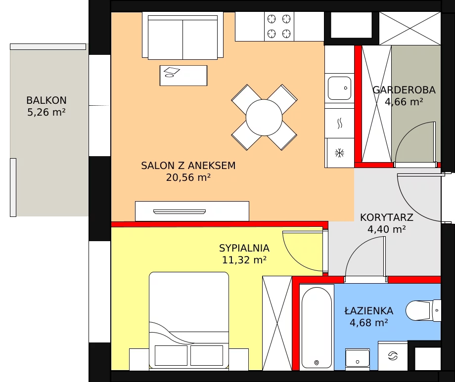 2 pokoje, mieszkanie 45,62 m², piętro 5, oferta nr HA0534, Park Skandynawia V, Warszawa, Praga Południe, Gocław, ul. Precyzyjna