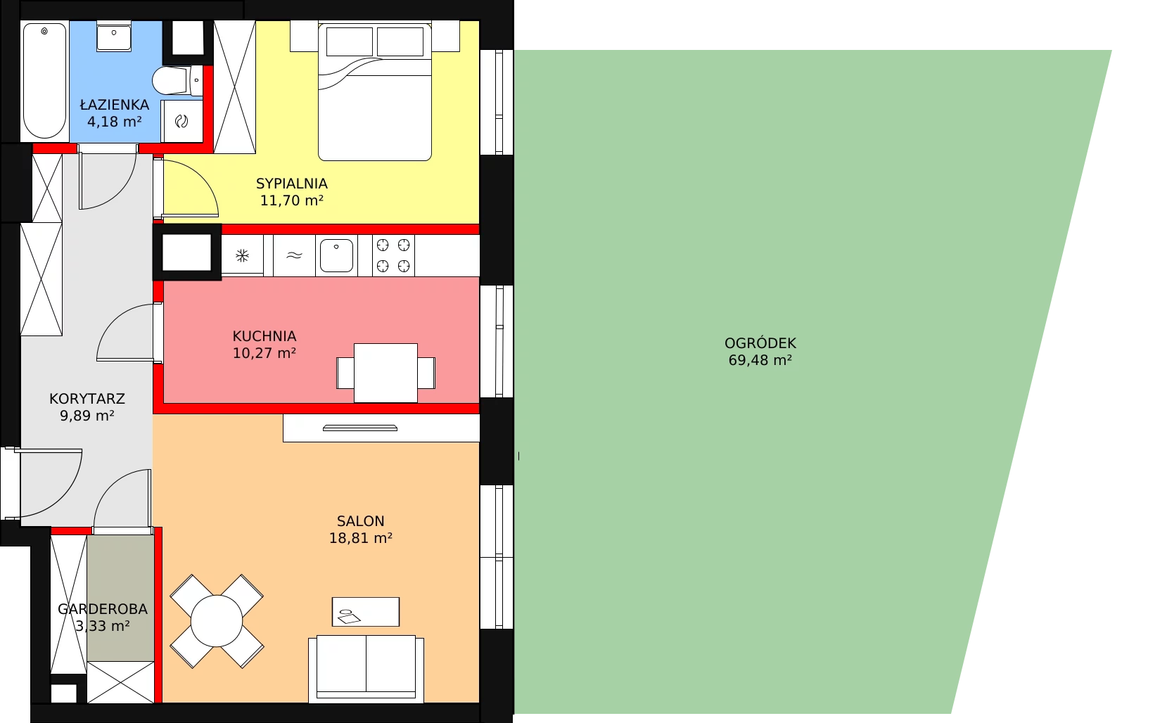 2 pokoje, mieszkanie 58,18 m², parter, oferta nr HB0001, Park Skandynawia V, Warszawa, Praga Południe, Gocław, ul. Precyzyjna