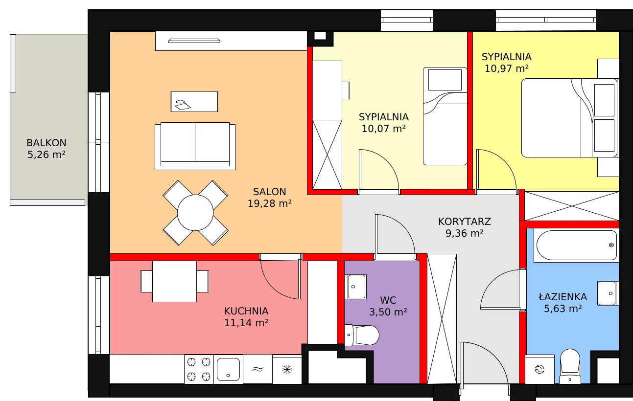 3 pokoje, mieszkanie 69,95 m², piętro 1, oferta nr HB0117, Park Skandynawia V, Warszawa, Praga Południe, Gocław, ul. Precyzyjna