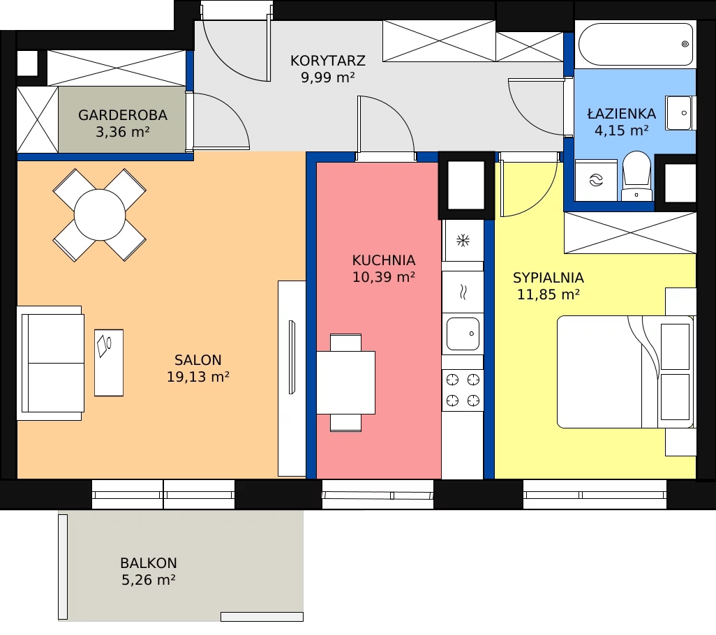 Zalety mieszkania 58.87 m², HB0441