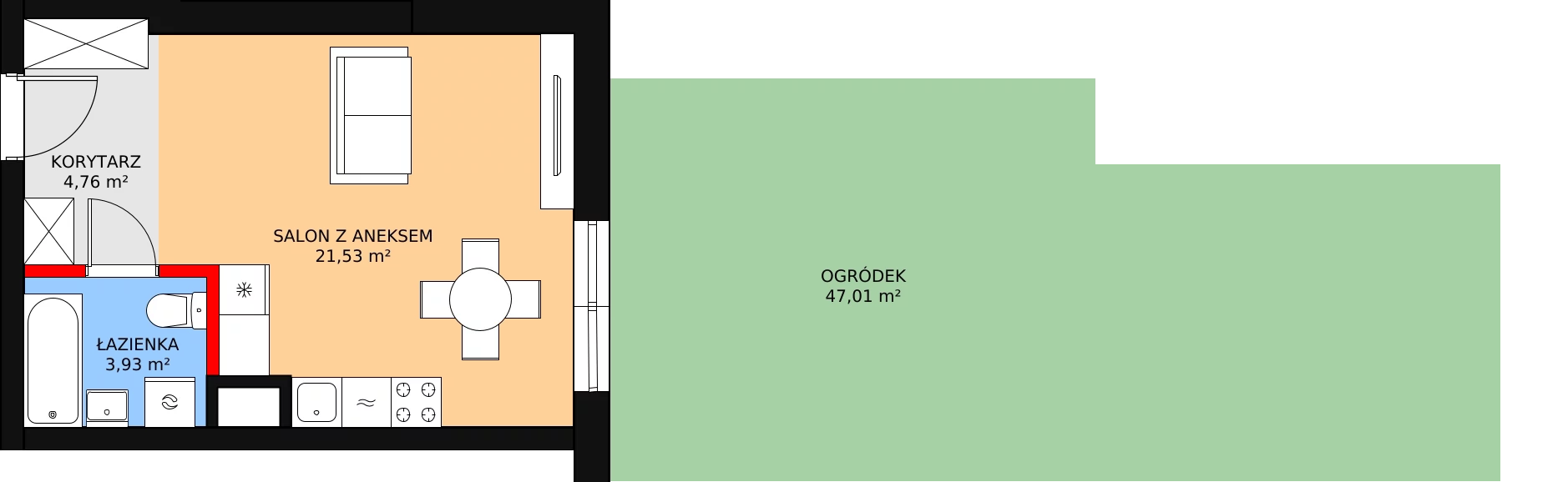 1 pokój, mieszkanie 30,22 m², parter, oferta nr I0001, Park Skandynawia V, Warszawa, Praga Południe, Gocław, ul. Precyzyjna