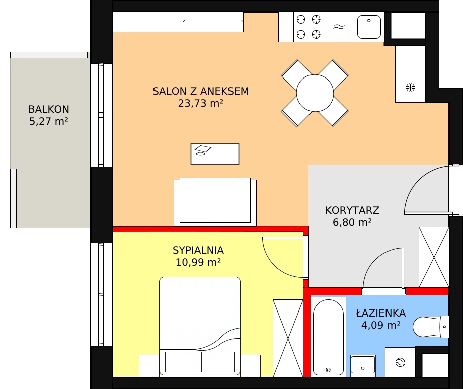 2 pokoje, mieszkanie 45,61 m², piętro 2, oferta nr I0229, Park Skandynawia V, Warszawa, Praga Południe, Gocław, ul. Precyzyjna