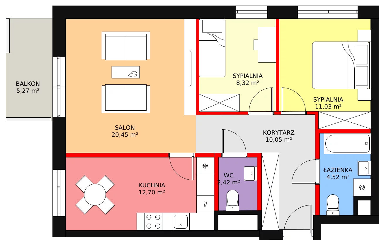 3 pokoje, mieszkanie 69,49 m², piętro 2, oferta nr I0232, Park Skandynawia V, Warszawa, Praga Południe, Gocław, ul. Precyzyjna