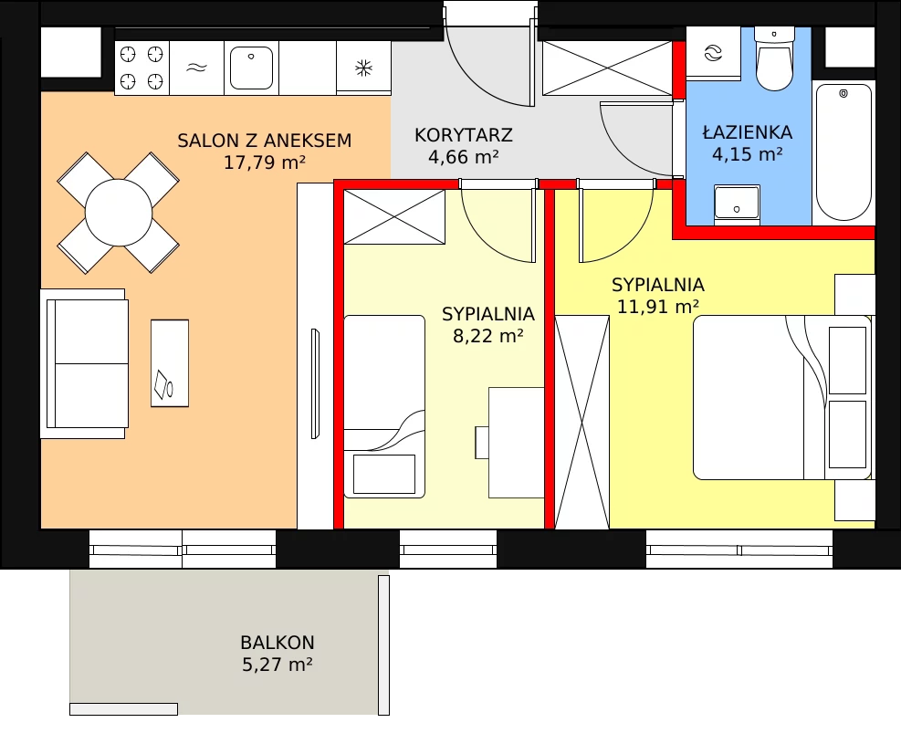 3 pokoje, mieszkanie 46,73 m², piętro 3, oferta nr I0347, Park Skandynawia V, Warszawa, Praga Południe, Gocław, ul. Precyzyjna