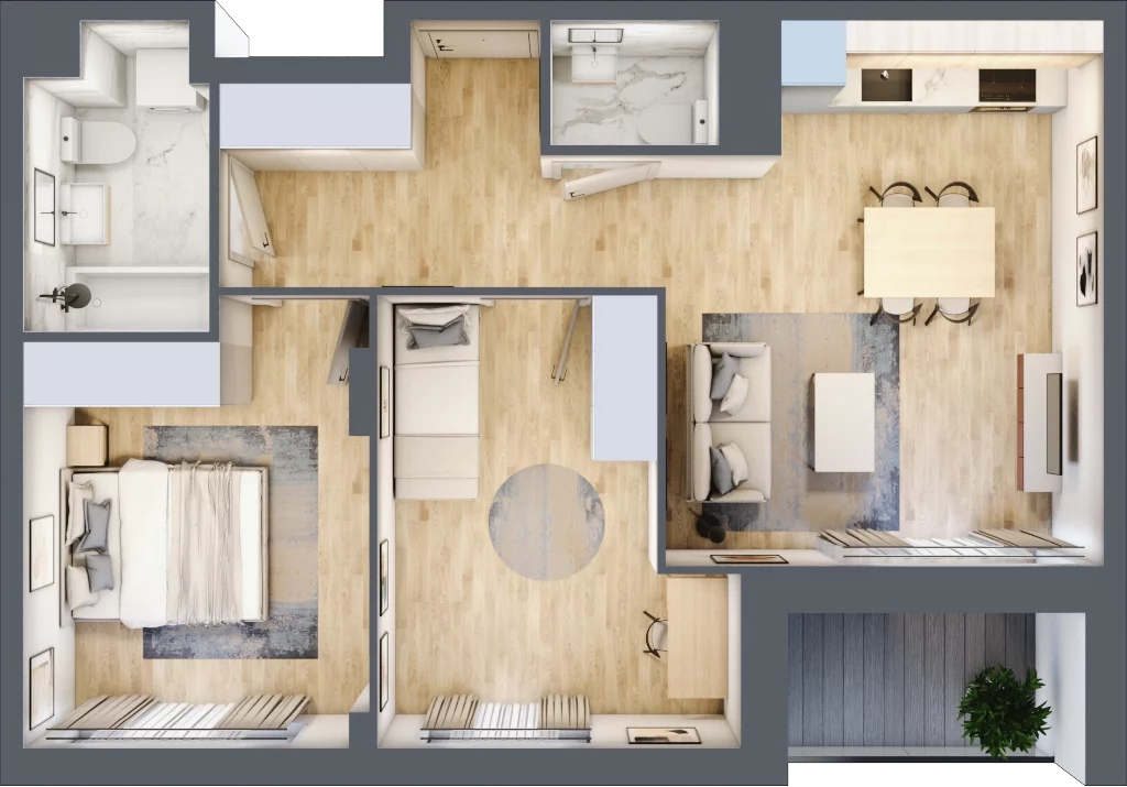 3 pokoje, mieszkanie 57,39 m², piętro 2, oferta nr AA0208, NU Warszawa Wola, Warszawa, Wola, Czyste, ul. Kolejowa