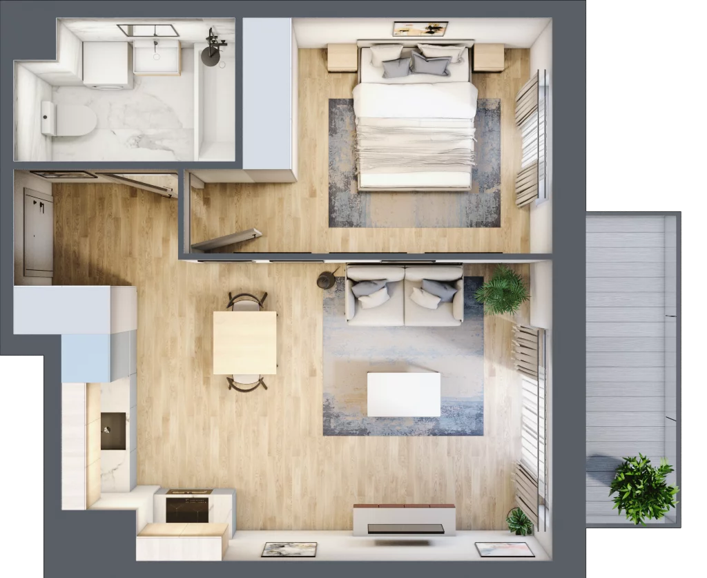 2 pokoje, mieszkanie 41,55 m², piętro 1, oferta nr BC0102, NU Warszawa Wola, Warszawa, Wola, Czyste, ul. Kolejowa