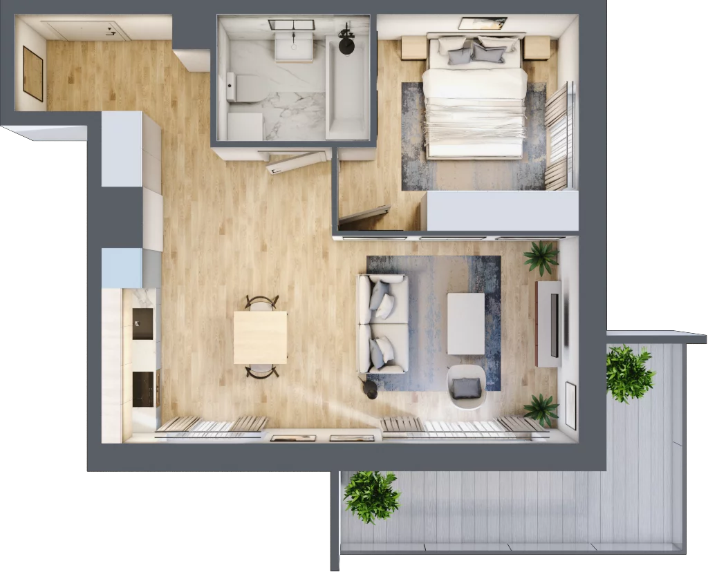 2 pokoje, mieszkanie 47,05 m², piętro 4, oferta nr BC0403, NU Warszawa Wola, Warszawa, Wola, Czyste, ul. Kolejowa