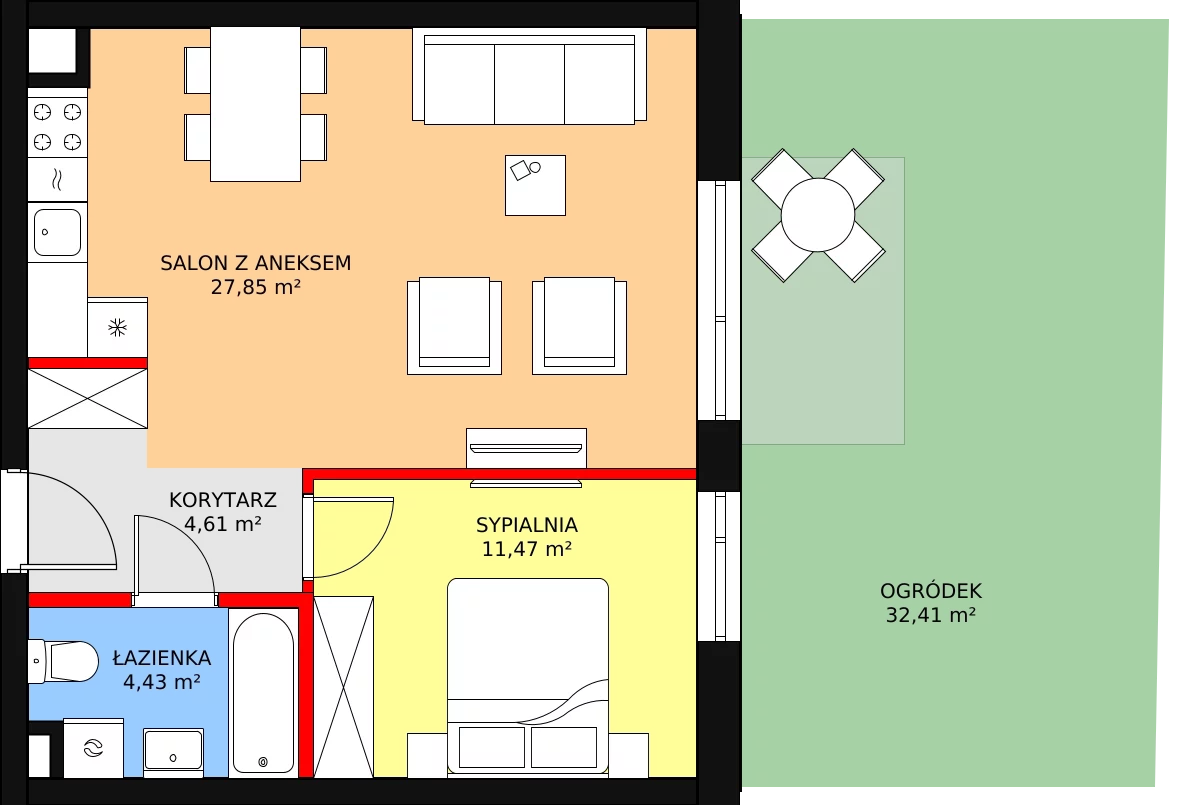 2 pokoje, mieszkanie 48,36 m², parter, oferta nr AC0003, Stilla, Warszawa, Włochy, Raków, ul. Fajansowa 5