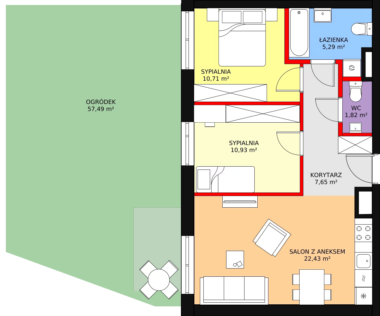 3 pokoje, mieszkanie 58,83 m², parter, oferta nr AC0006, Stilla, Warszawa, Włochy, Raków, ul. Fajansowa 5