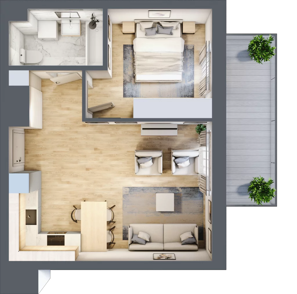 2 pokoje, mieszkanie 44,47 m², piętro 1, oferta nr AC0117, Stilla, Warszawa, Włochy, Raków, ul. Fajansowa 5