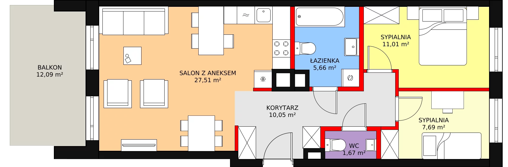 3 pokoje, mieszkanie 63,59 m², piętro 2, oferta nr AC0228, Stilla, Warszawa, Włochy, Raków, ul. Fajansowa 5