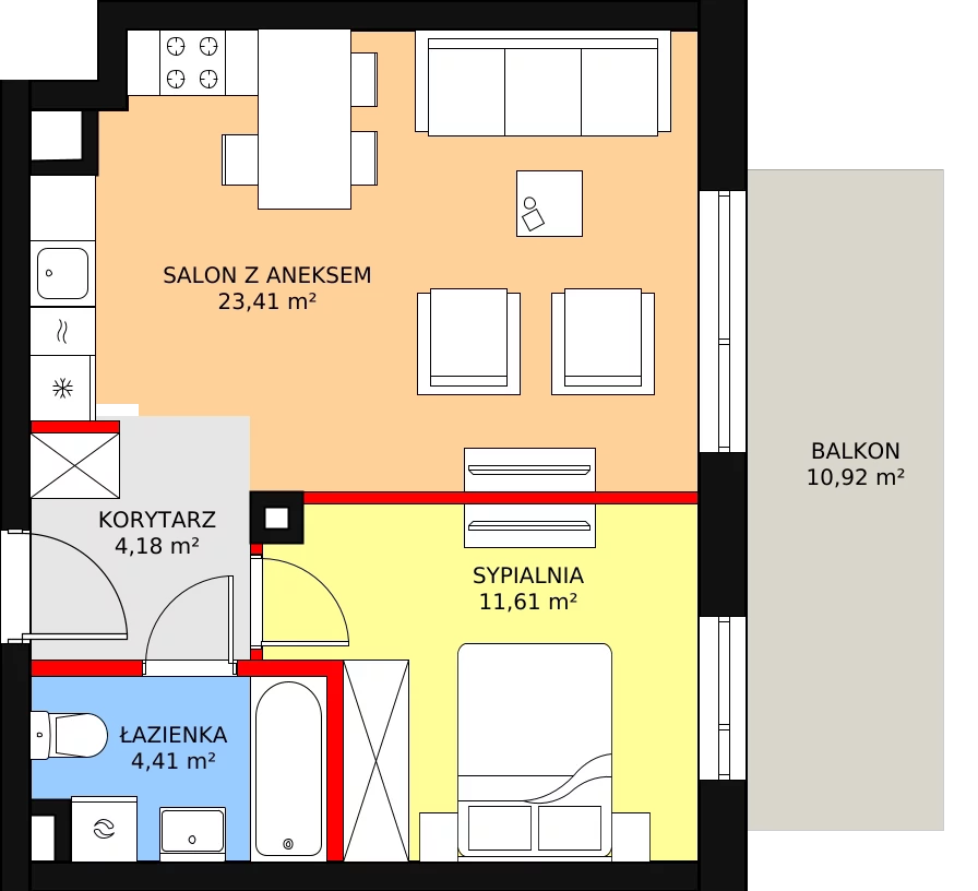 2 pokoje, mieszkanie 43,61 m², piętro 2, oferta nr AC0230, Stilla, Warszawa, Włochy, Raków, ul. Fajansowa 5